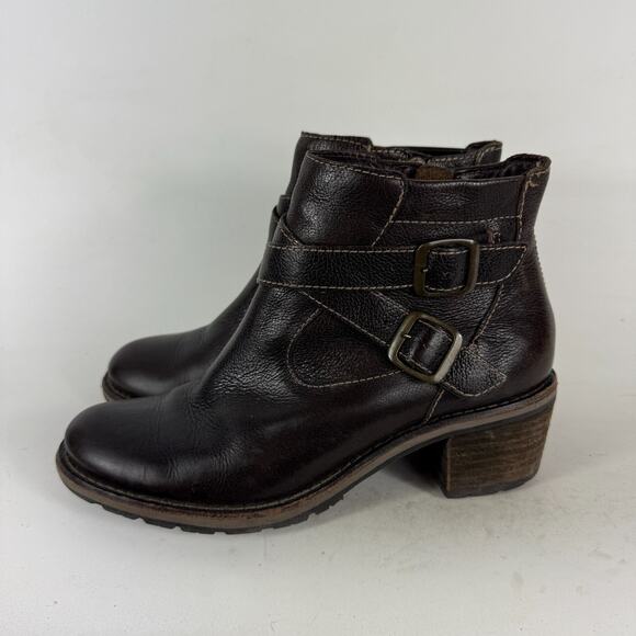 L.L. Bean Boots Womens 6.5 Brown Leather Buckle Side Zip Round Toe Ankle Booties - Picture 5 of 10